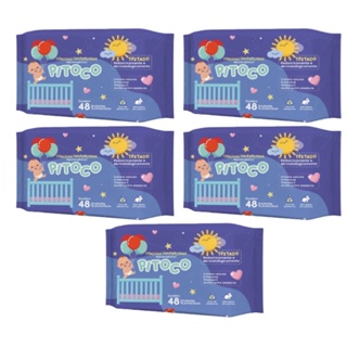 Kit C/ 5 Toalhas Umedecidaslivre de Parabenos Pitoco Hipoalergênicas - 48 Toalhas em Oferta na Shopee