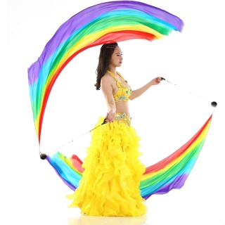 2Pcs Véu De Seda Com Poi Ball Belly Dance Streamer Throw Em Haka E Danças Polinesas-80 * 200CM em Oferta na Shopee
