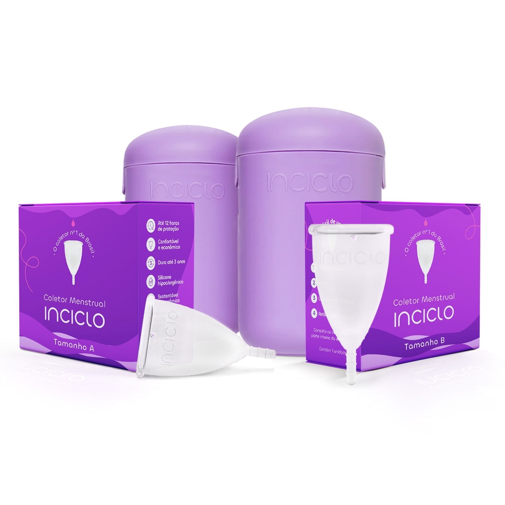 Kit 2 Coletores Menstruais Inciclo + 2 Cápsulas Esterilizadoras