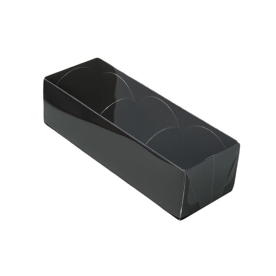 Caixa 3 Doces com Tampa Transparente Nº 3 (12cm x 4,5cm x 3,5cm) Preta 10 unidades Assk Rizzo Embalagens - Stationery