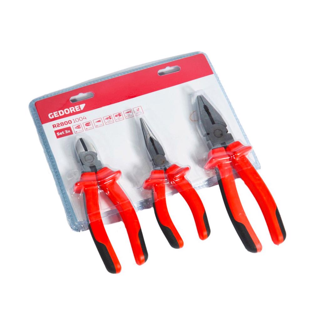 Jogo De Alicates Corte Universal Diagonal 3 Pçs Profissional Gedore Red Alta Voltagem Isolado 1000V - Home & Living