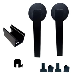Kit 2 Roldanas e 1 Guia para Trilho Alumínio Premium - Preto - Al-Fer