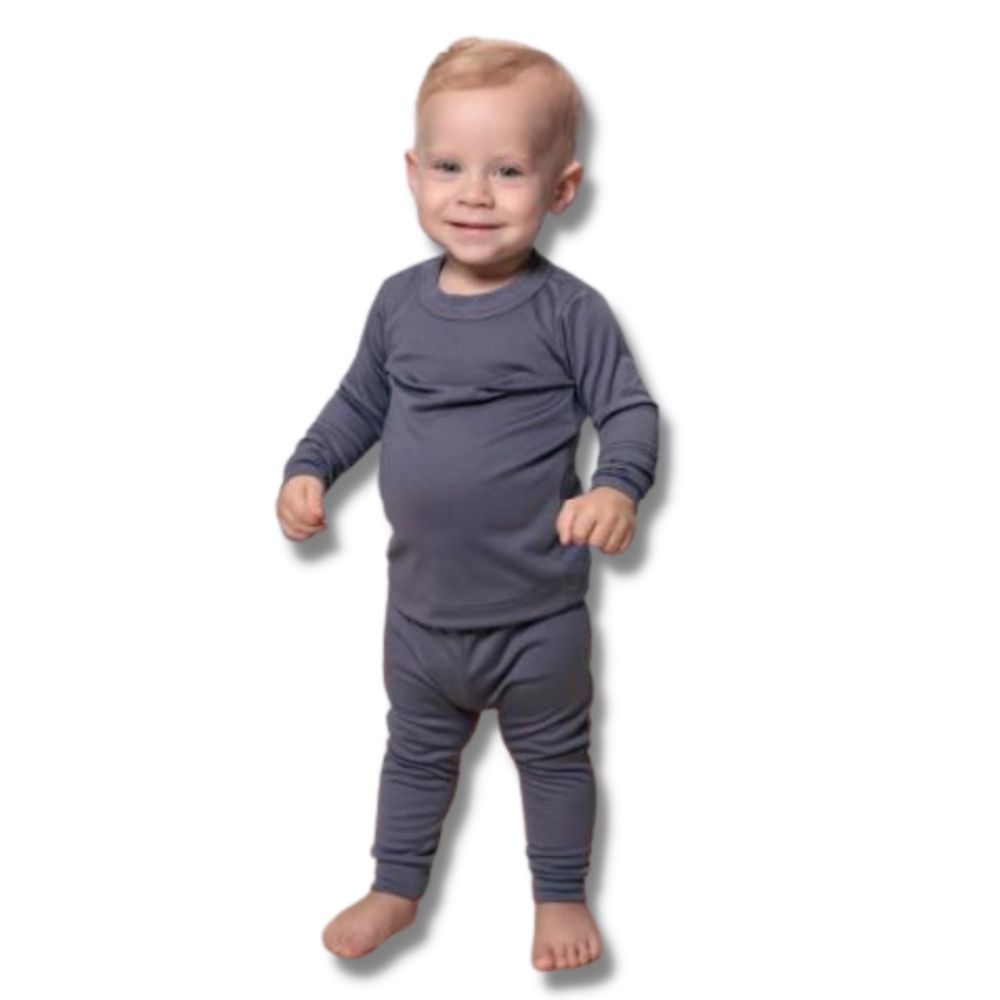 Conjunto Térmico Cinza. Roupa térmica para bebê. Camiseta + calça cinza chumbo muito confortavel e quentinho.
