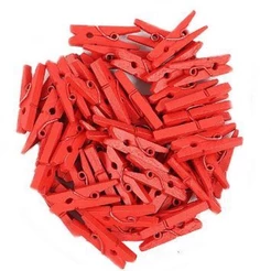 Mini Prendedor de Madeira Vermelho 3,5cm - 50 Unidades - Rizzo Distribuidora
