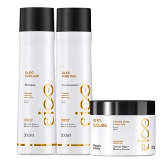 Kit Eico Pro Óleo Sublime Argan Abacate Shampoo Sem Sal e Condicionador Leave-in Máscara Tratamento Nutrição 300g em Oferta na Shopee