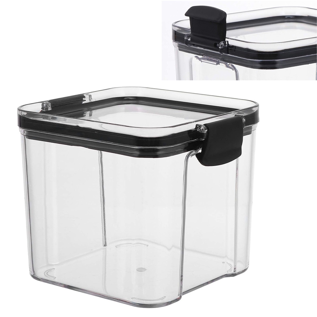 Pote Hermetico Conserva Veda Trava 700ml Acrilico Transparente Mantimento Tempero Alimento Cozinha Resistente Multiuso Empilhavel Organizador