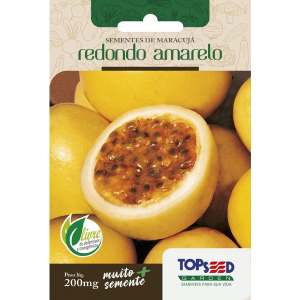 Sementes de Maracujá Redondo Amarelo 200mg - Topseed Linha Tradicional