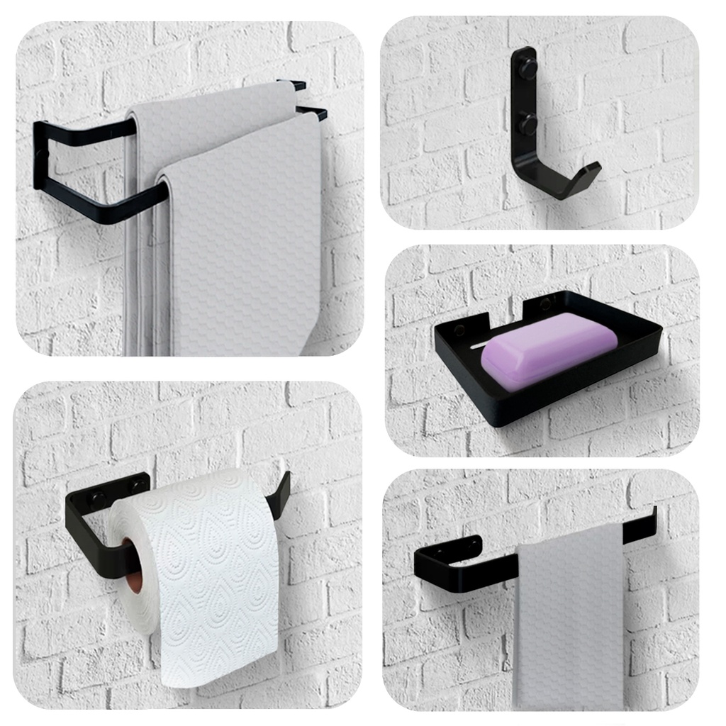 Acessórios P/ Banheiro 5 Peças Toalheiro Duplo Supremo 60cm