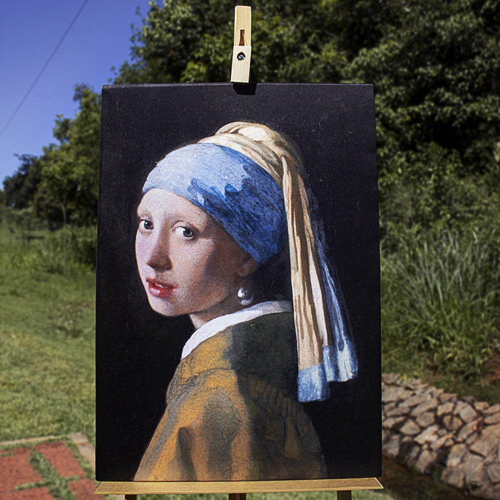 Quadro decorativo  Moça com brinco de pérola Johannes Vermmeer. arte classica em tela acetinada. pronta para pendurar.