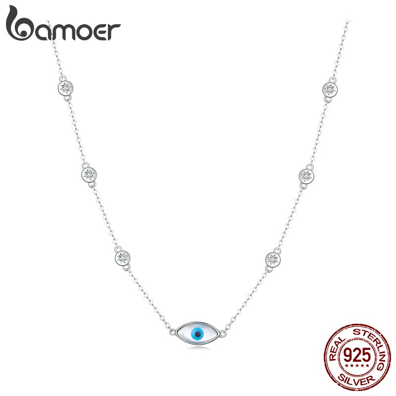 BAMOER 925 Sterling Silver Blue Devil Eye Necklace Jóias Guardiãs Design De Moda Presente Para Mulheres em Oferta na Shopee