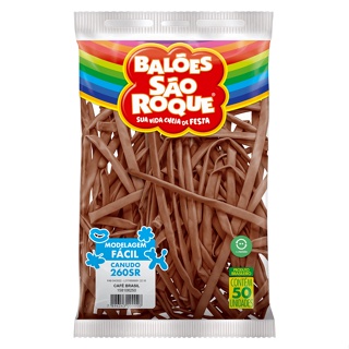 BALÃO CANUDO 260 - SÃO ROQUE - CAFÉ BRASIL - Pacote com 50 unidades em Oferta na Shopee