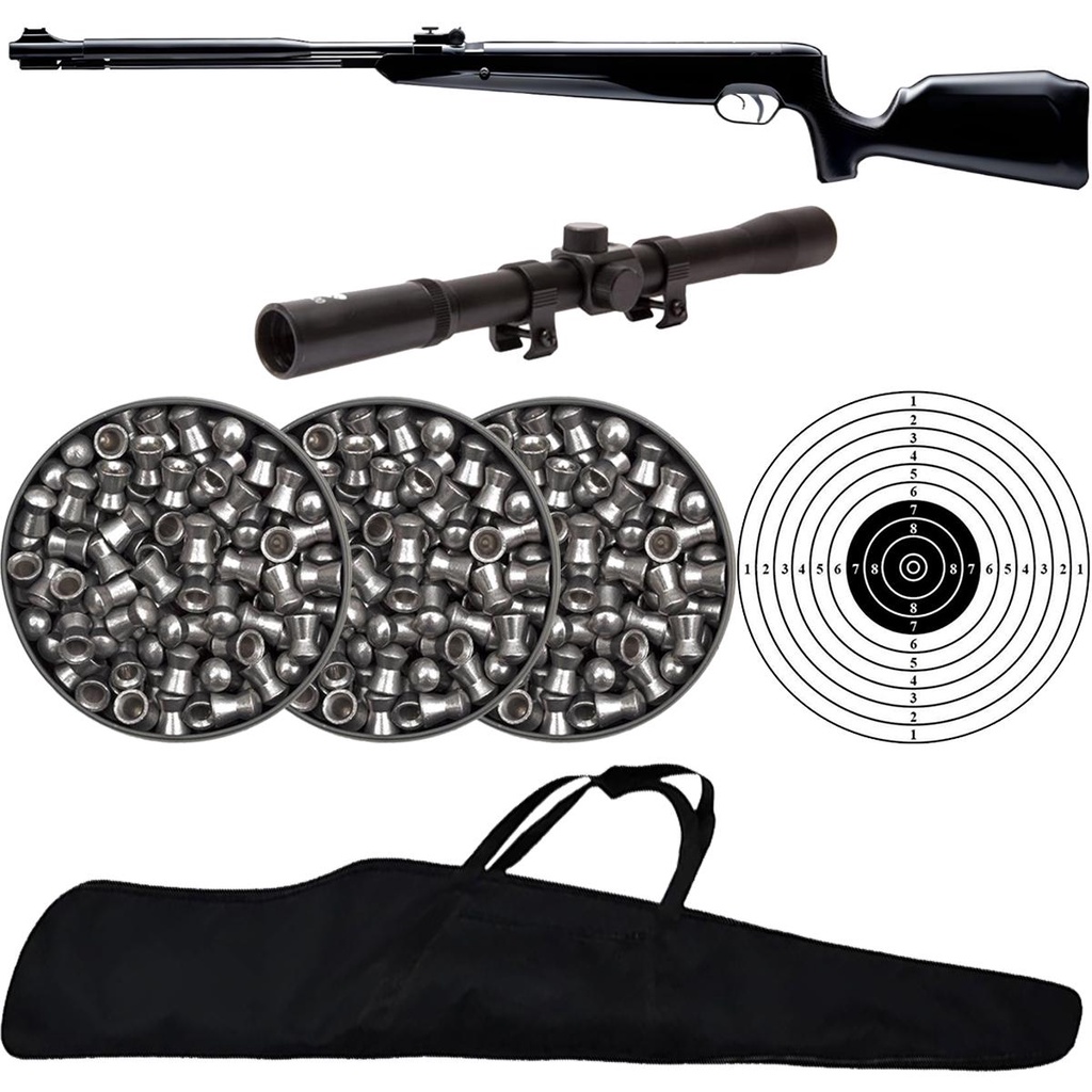 Carabina de Pressão Naja 2.0 5.5mm Pistão Nitro 60kg - Tag + 3 Chumbos + Capa + Luneta 4x20 + Alvo em Oferta na Shopee