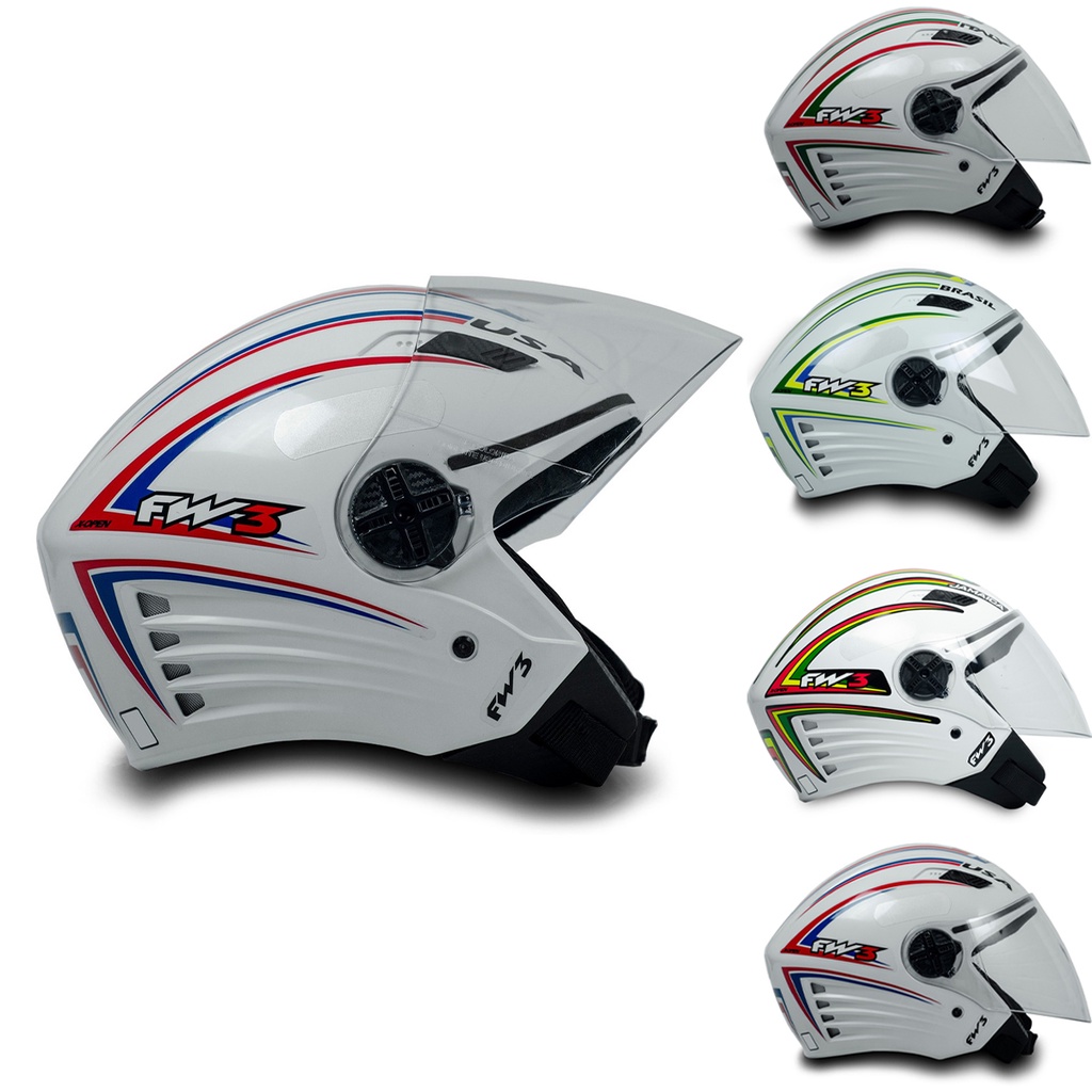 Capacete Moto Aberto X Open FW3 Itália Brasil Jamaica USA Diversos Tamanhos Design Esportivo em Oferta na Shopee