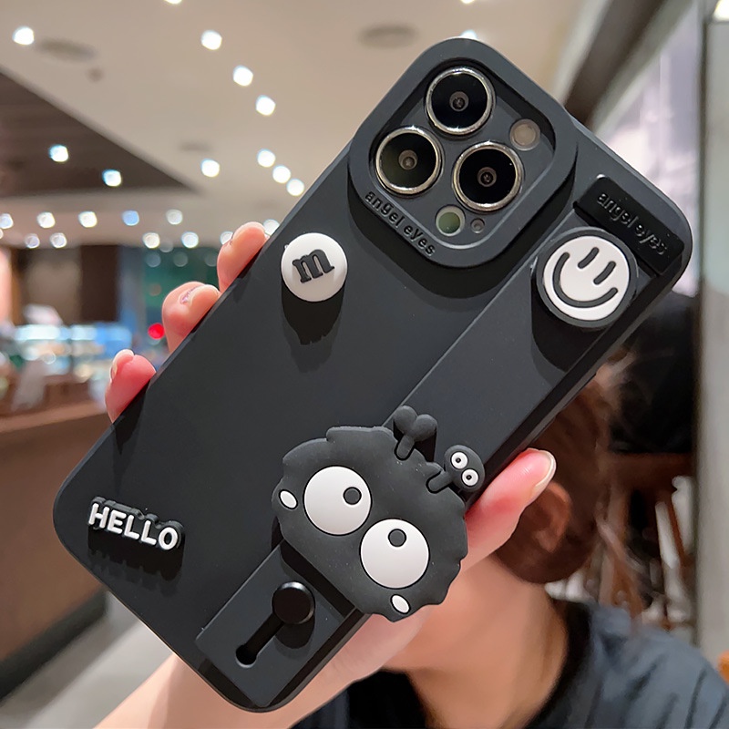 Capa Para Samsung Galaxy A57 A37 A27 A17 A07 A06 A16 A56 A36 A26 A54 A34 A33 A53 A14 A23 Bola de carvão preto + pulso