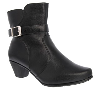 Ankle Boot Mooncity Salto Grosso Detalhe Tira Fivela Preto