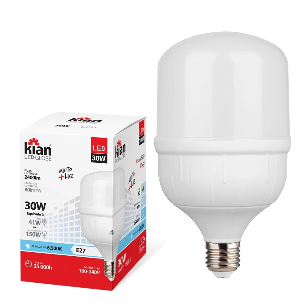Lâmpada Led Alta Potência 30w 6500k Bivolt Kian