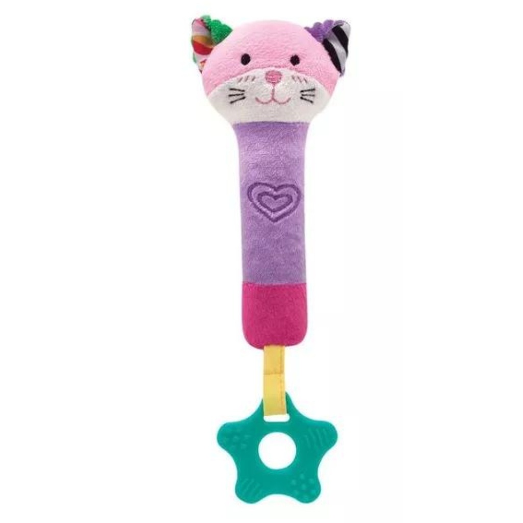 Buzininha Com Mordedor 25cm Happy Zoo Gatinho 9842 - Buba