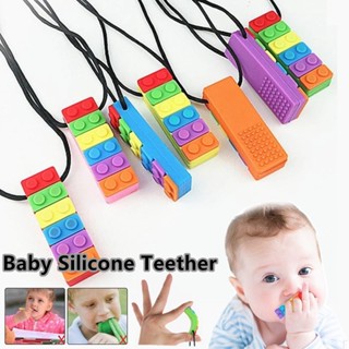 Brinquedos De Mastigar Sensoriais De Silicone Para Bebês Colar Pingente De Tijolo Molar
