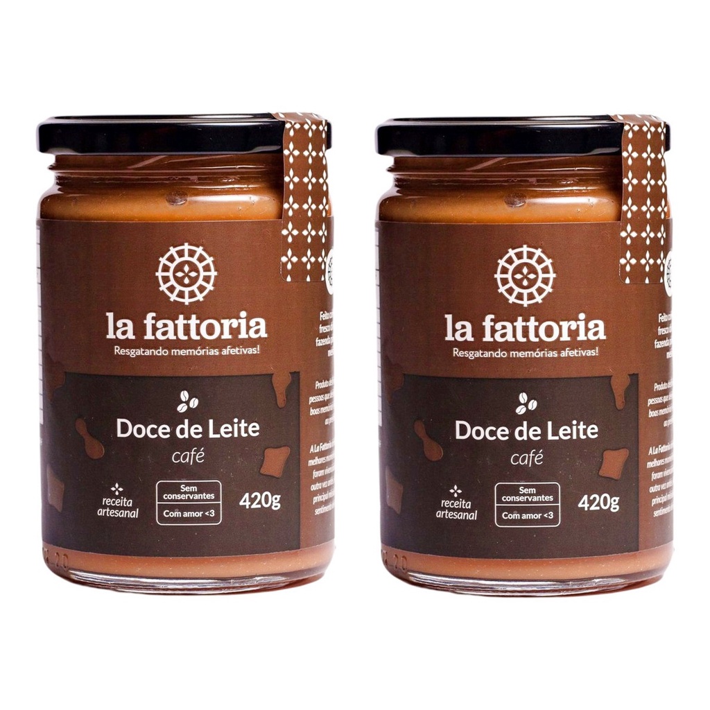 Kit 2 Doce De Leite Com Café Cremoso Suave 420g Pote Vidro