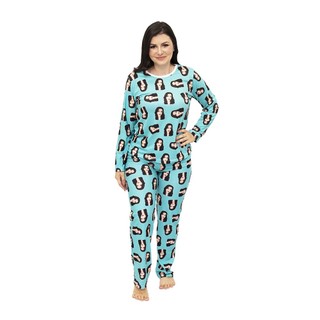 Pijama Feminino Personalizado - Customize Pijamas com Suas Fotos - Pijamas para Toda a Família - Turquesa