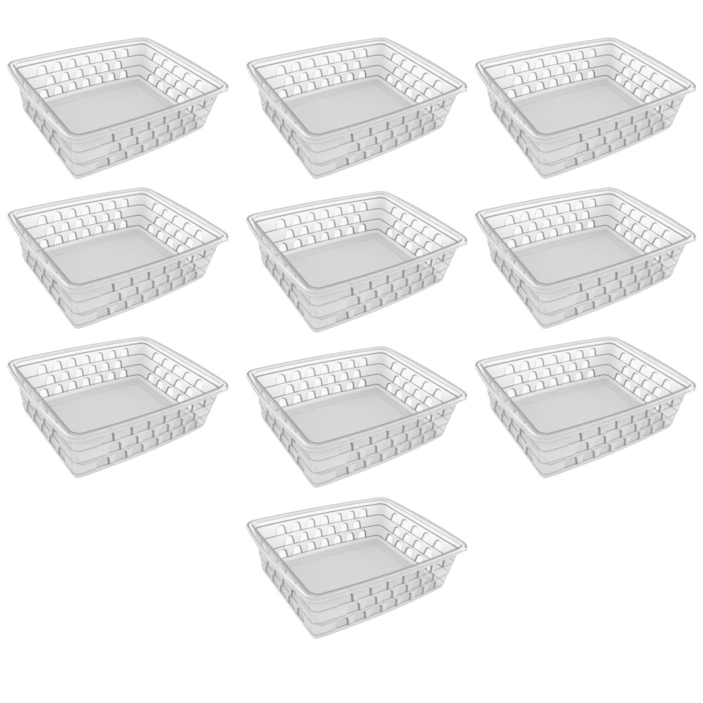 Cesto Organizador Kit 10 Peças Medio 20x15x6cm Transparente Multiuso Para Gaveta Cozinha Lavanderia em Oferta na Shopee