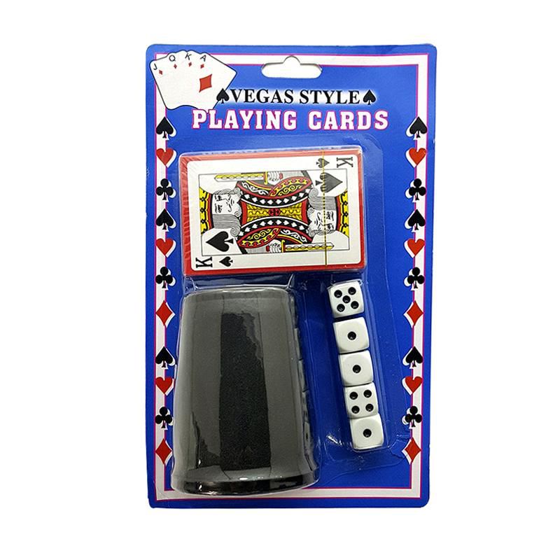 Jogo De Dados Com Copo Agitador e Baralho Bozó Rpg General Caneco Carta Baralho