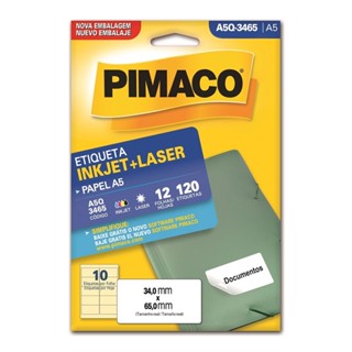 Etiqueta inkjet/laser A5Q3465 com 12 folhas Pimaco