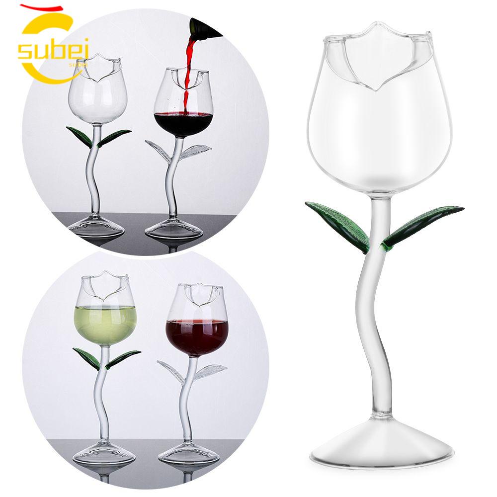 SUBEI Cálice De Vidro Tinto De Vinho Criativo Para Decoração De Festas Em Forma De Flor De Rosa em Oferta na Shopee