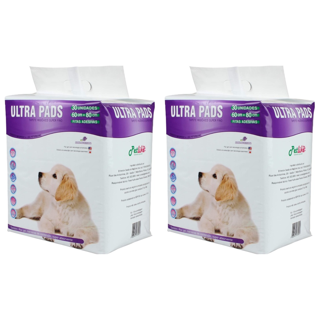 60 Unidade Tapete Higiênico Ultra Pad - KIT 60 un 80x60cm Lavanda Cães Tapete Higienico Pa...