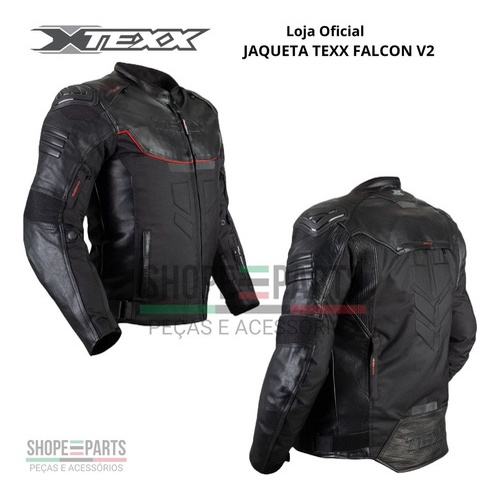 Jaqueta Texx Falcon V2 Motociclista Masculina Motoqueiro Couro Bovino Legitimo com proteção