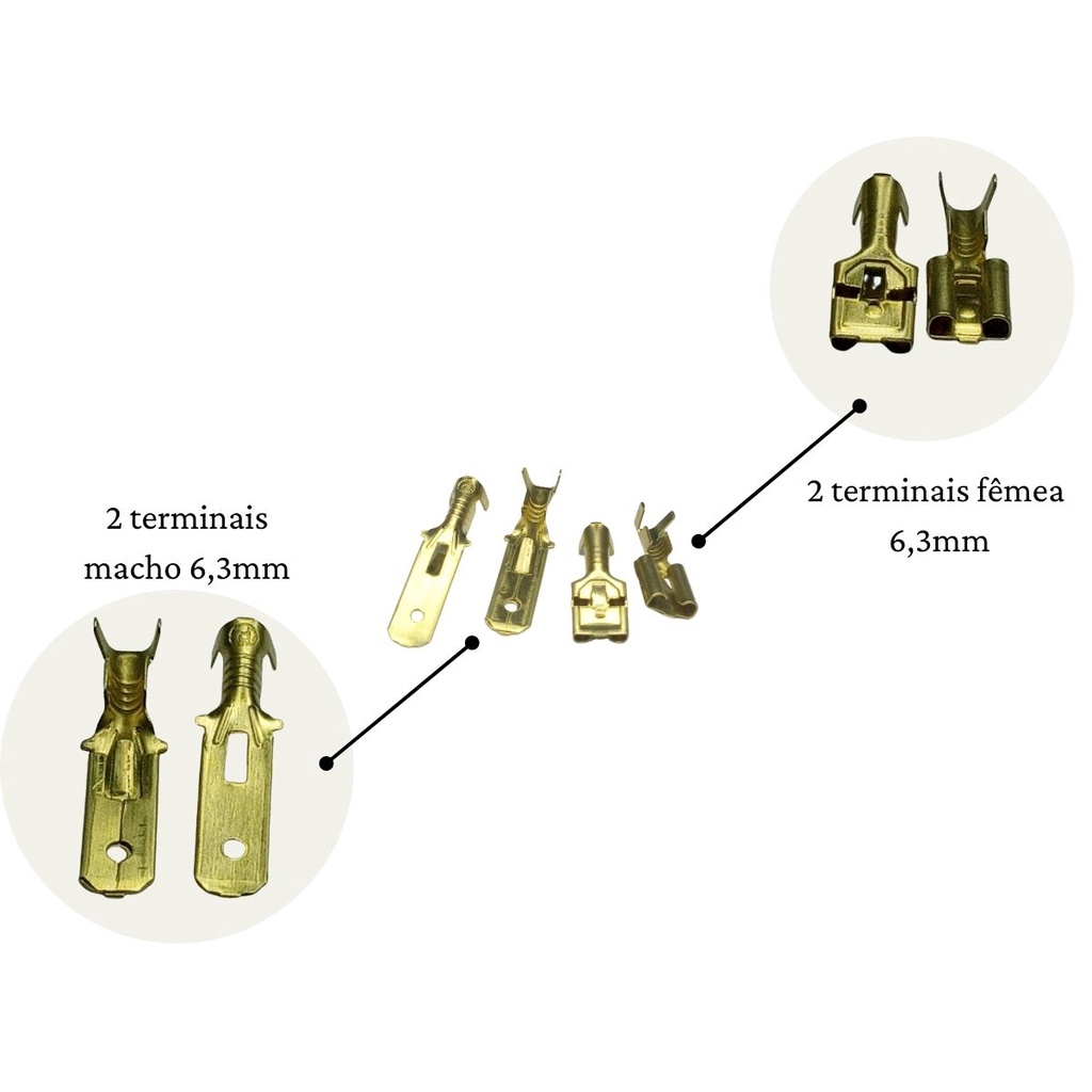 Kit 10 Conjunto Conector 2 Vias Plug Macho e Fêmea Para Caixa Acústica e Terminais De Latão Em Alta Qualidade