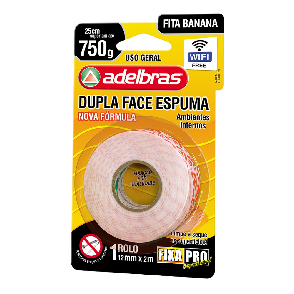 Fita Dupla Face Espuma Adelbrás 12mm x 2m em Oferta na Shopee