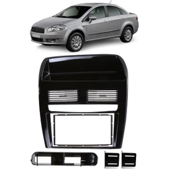 Moldura De Painel 2 Din Fiat Linea 2008 até 2014 Black Piano