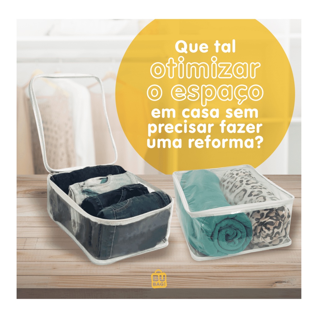 Kit 4 Organizador Porta Cobertor Edredom Lençol Manta Closet Armário Bagagem Viagem Guarda Roupa Mala Quarto - TAM XG