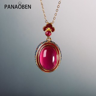 ♥ Original Vintage Esmalte Nuvens Auspiciosas Pingente Natural Cornalina Vermelho Oval 925 Prata Colares Requintado Luz 