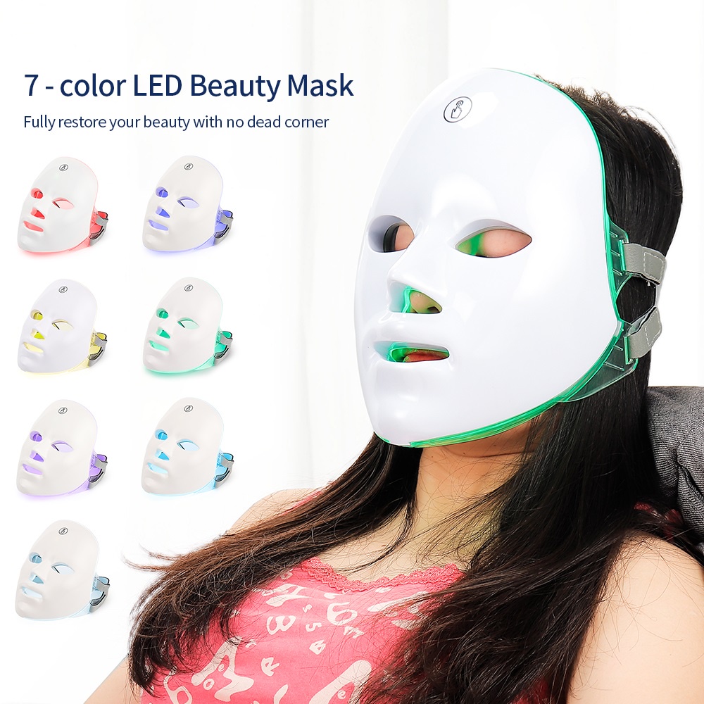 7 Cores Led Máscara Fóton Terapia Para Cuidados Com A Pele Endurecimento Anti-Envelhecimento Beleza Facial Ferramentas D