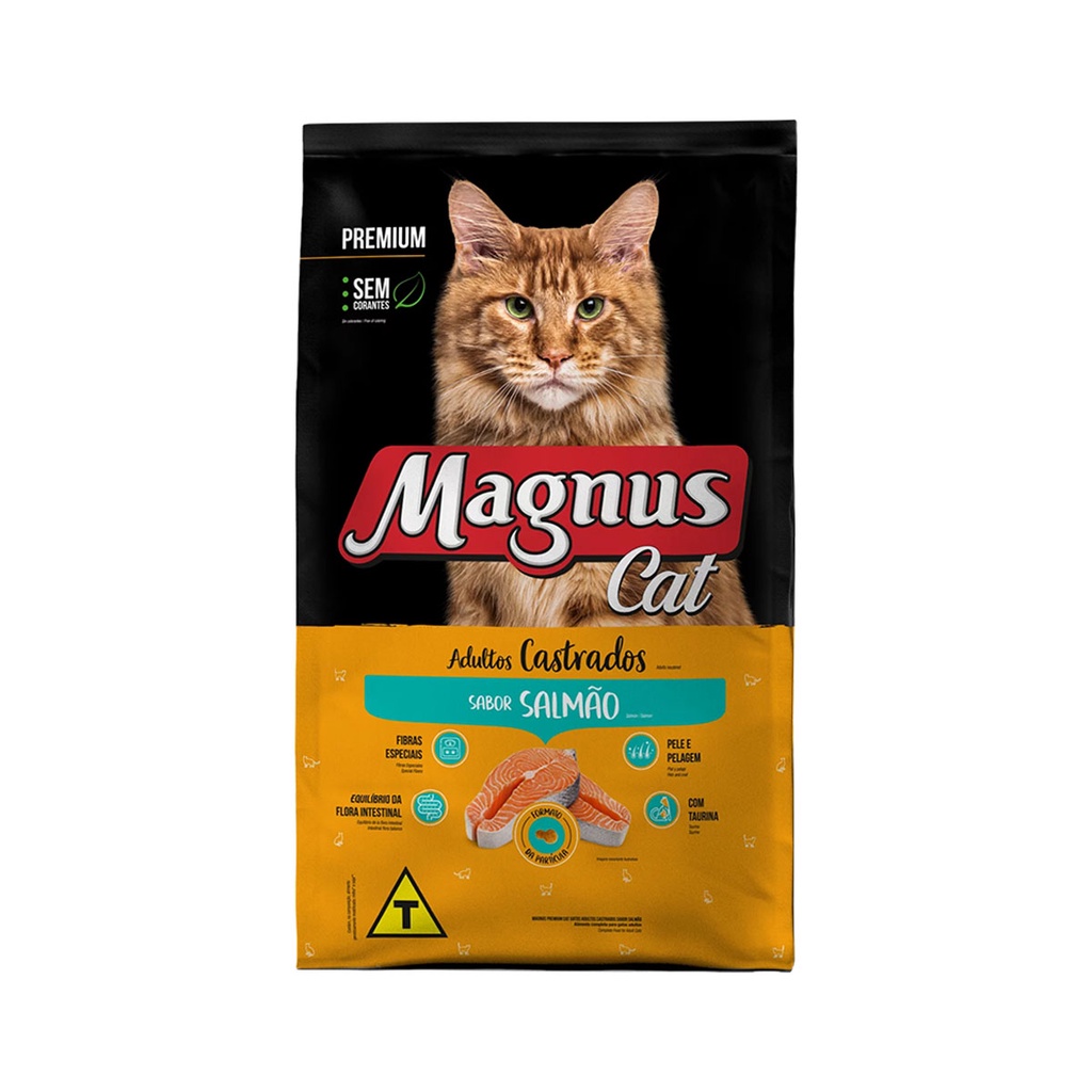 Ração Magnus Premium Gatos Adultos Castrados Salmão 10,1kg em Oferta na Shopee