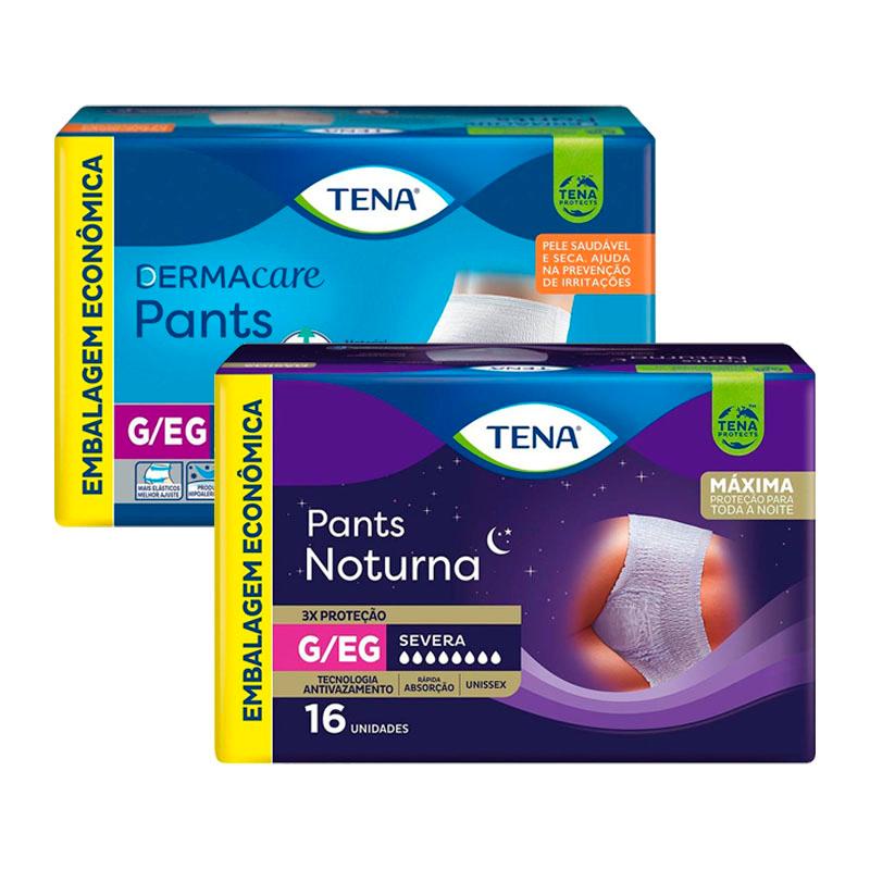 Kit Roupa Intima Tena Dermacare Pants Ultra G/EG com 16 unidades + Roupa Íntima Tena Pants Noturna G/EG 16 Unidades em Oferta na Shopee