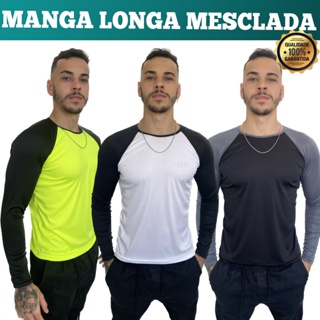 Camiseta Manga Longa - Academia Esportes Exercícios Corrida Casual em Oferta na Shopee