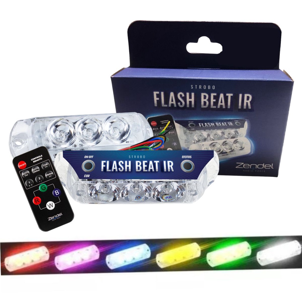 Kit 2 Strobo Ritmico Beat Farol Rgb Automotivo 9w C Controle