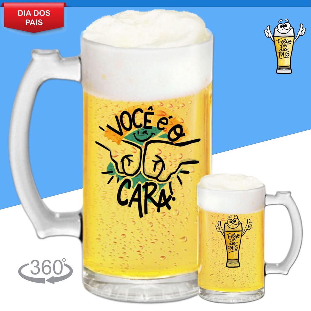 Caneca De Chopp Personalizada Vidro Cerveja Vidro Para Dia Dos Pais Pai Avô Avo Padrastro Presente Lembrancinha Promoção Cesta