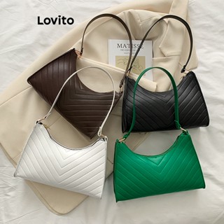Lovito Bolsa de Ombro Pequena com Zíper de Metal e Linhas de Estrutura Simples Casual para...