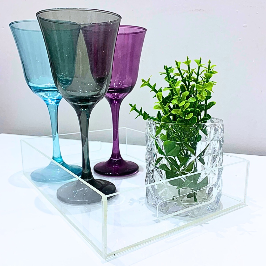 Bandeja Organizadora Decoração Acrilico Cristal Transparente Banheiro Cozinha Sala Adega 24 X 5 X 17cm Decorativa Moderna Servir Multiuso