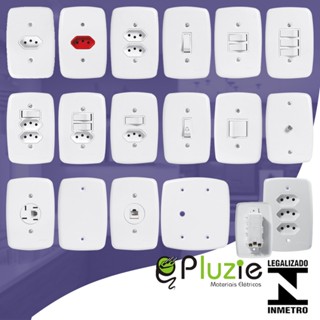 Tomadas 10a 20a Interruptores Pluzie Linha Ideale Apagador Paralelo/Simples 4x2 Monte seu kit