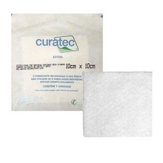 Curativo Alginato Cálcio e Sódio 10cm x 10cm Unidade - Curatec