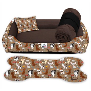 Caminha Pet Cachorro Gato Casinha Kit 04 Peças Tamanho P Fundo Impermeável Com Zíper