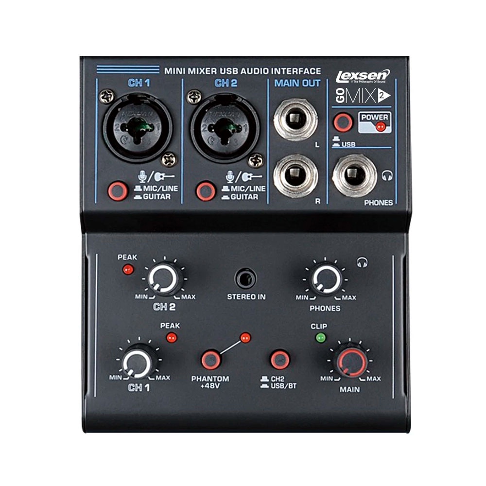 Mesa de Som Interface Lexsen GOMIX2 USB e Bluetooth - MS0083