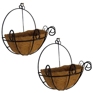 2 Vasos de Parede de Fibra de Coco 25cm de Plantas Meio Vaso
