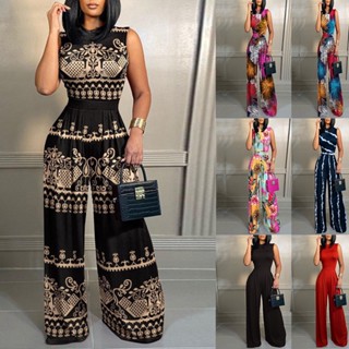 2023 Primavera Novo produto Macacão Casual Jumpsuit Casual Jumpsuit Slim-fit Impresso Sem Manga para Mulheres