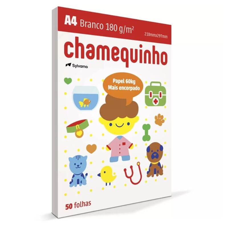 Papel Chamequinho A4 Branco 180g 50 Folhas Sylvamo